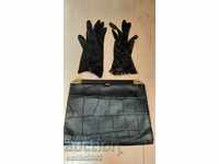 Women's leather ball bag and gloves