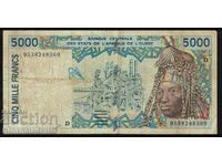Δυτική Αφρική States 5000 Francs 1995 Επιλογή 113ad Ref 8369