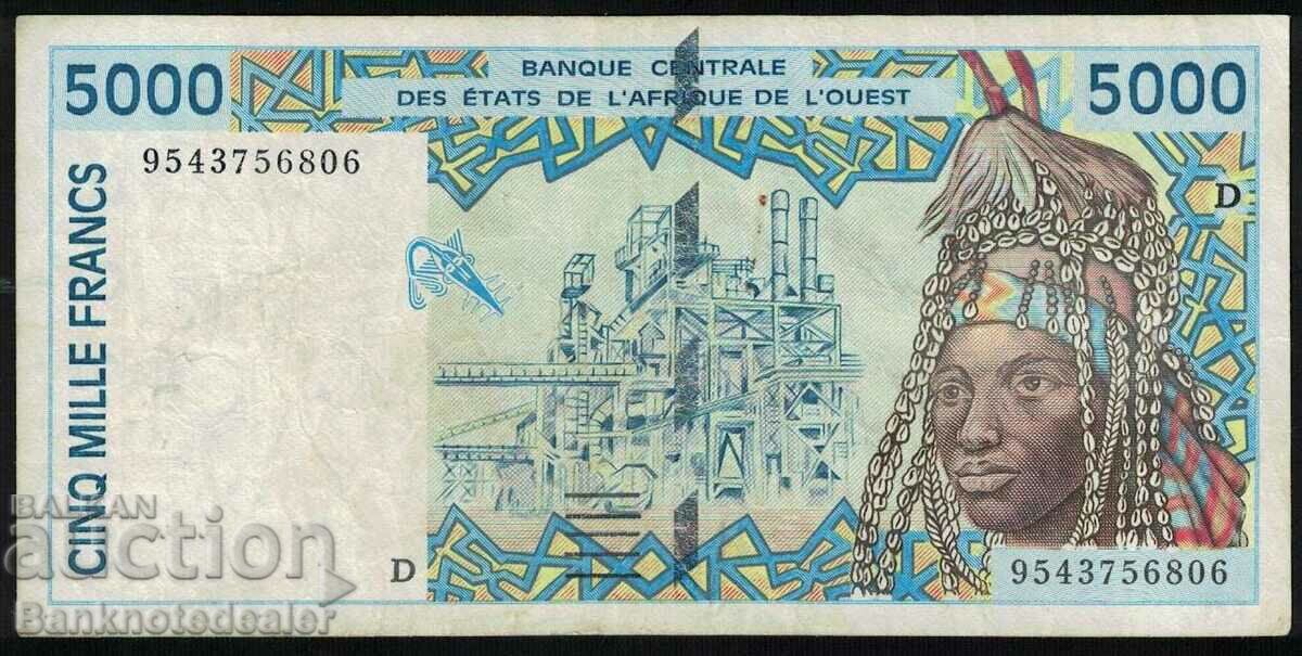 West Africa States 5000 Francs 1995 Pick 113ad Ref 6806