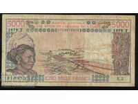 West Africa States 5000 Francs 1979 Pick 108ac Ref 0452