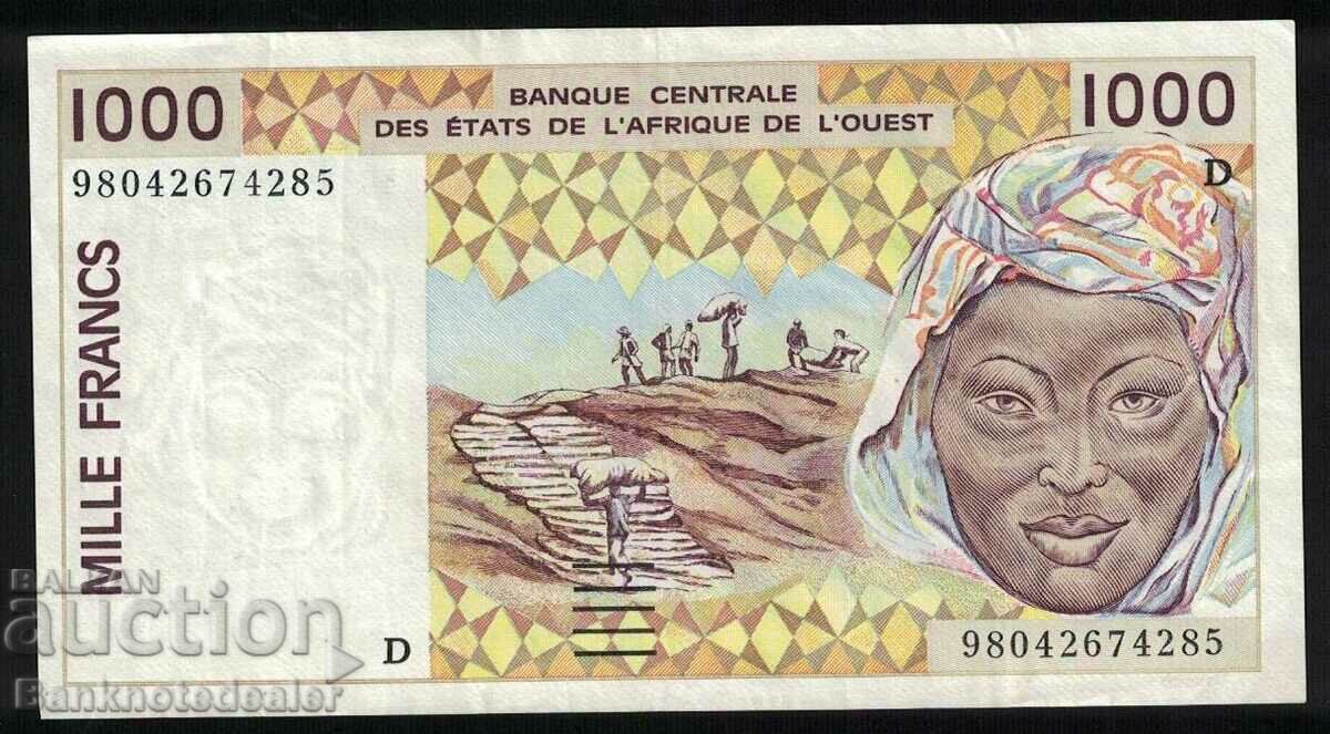 Statele din Africa de Vest Mali 1000 franci 1997 Pick 111ag Ref 4285