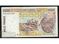 Statele din Africa de Vest Mali 1000 franci 1997 Pick 111ag Ref 4285