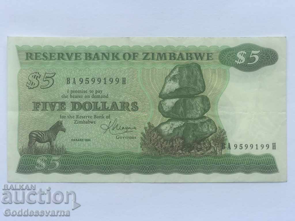 Zimbabwe 5 dolari 1983 Pick 2c ref 9199