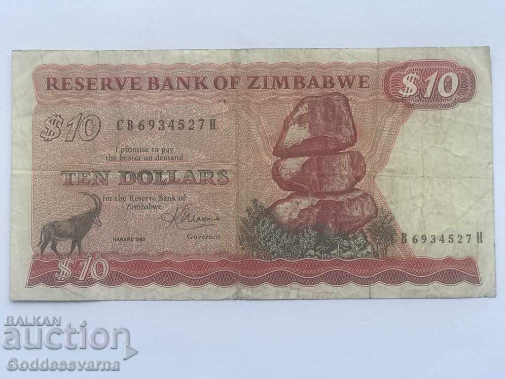 Zimbabwe 10 dolari 1983 Pick 3c Ref 4527