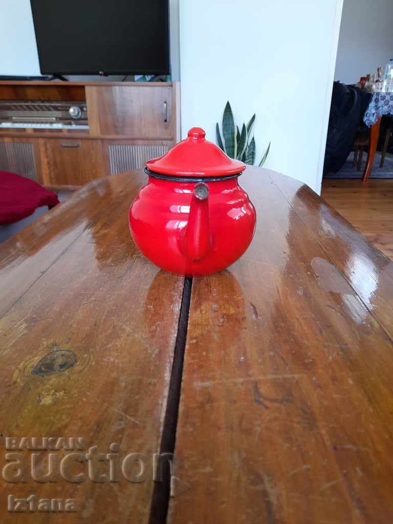 Old enamel teapot with price 25.00 BGN | € 12.78 Old enamel teapot with price 25.00 BGN | € 12.78