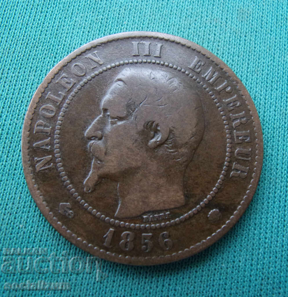 Франция  10  Сантим  1856 М   Rare с цена € 5.11 | 9.99 лв.