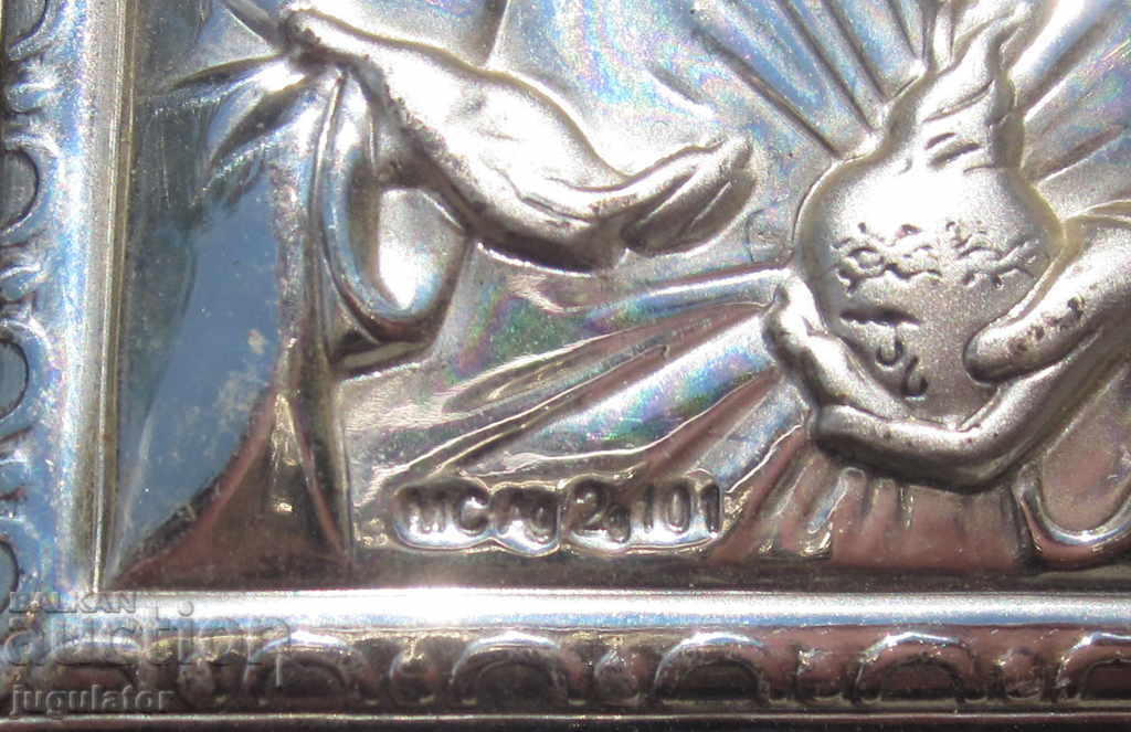 Delivery of marked silver table home icon Jesus Christ