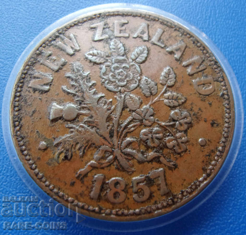 Noua Zeelandă 1 Penny 1857 Original extrem de rar