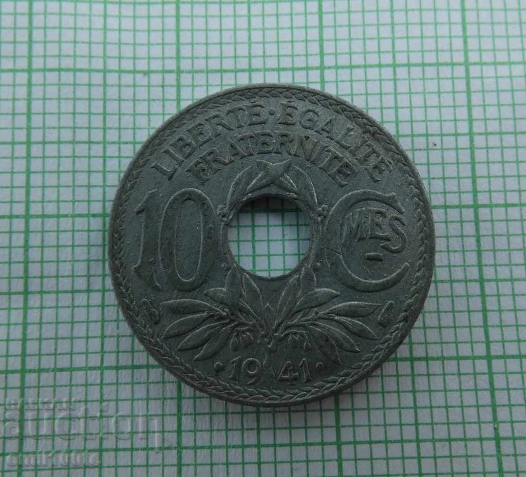 10 сантима 1941 г. Франция цинк