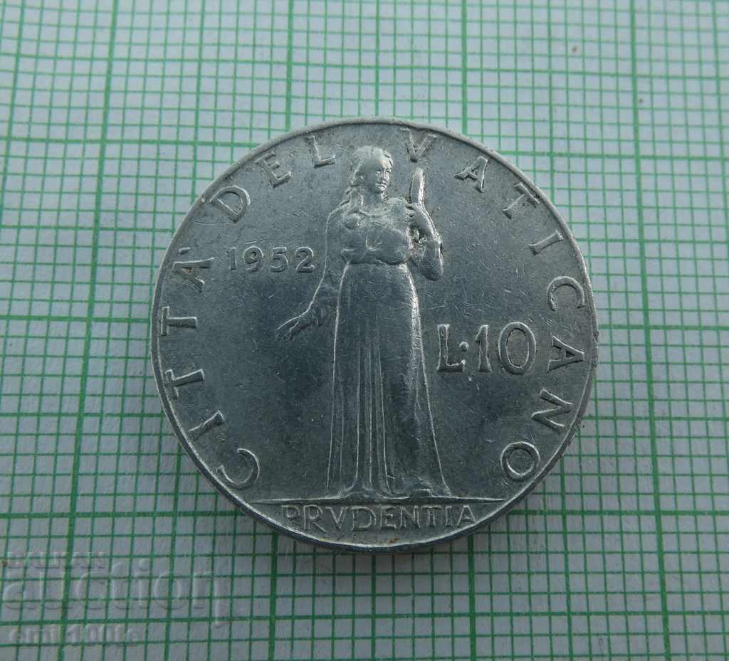 10 lira 1952. Vatican aluminum