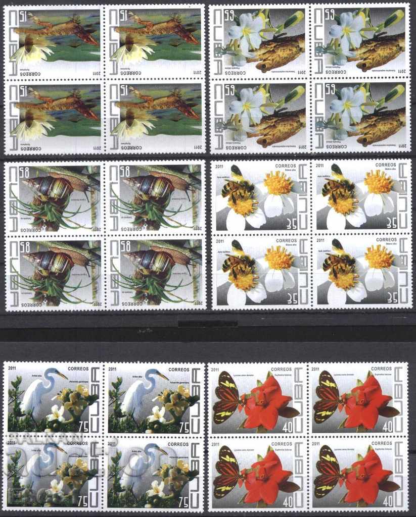Pure square marks Flora Fauna butterfly bee frog 2011 Cuba