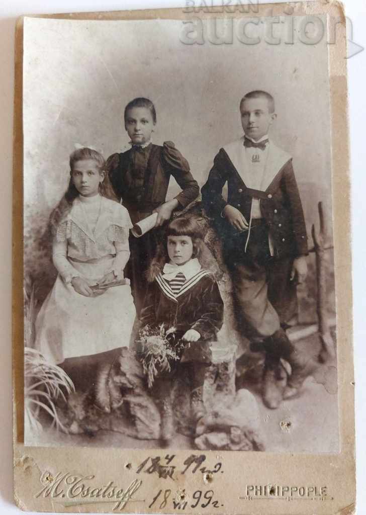 1899 PLOVDIV STUDENTS CHILDREN PHOTOGRAPHY CARDBOARD PRINCIPALITY