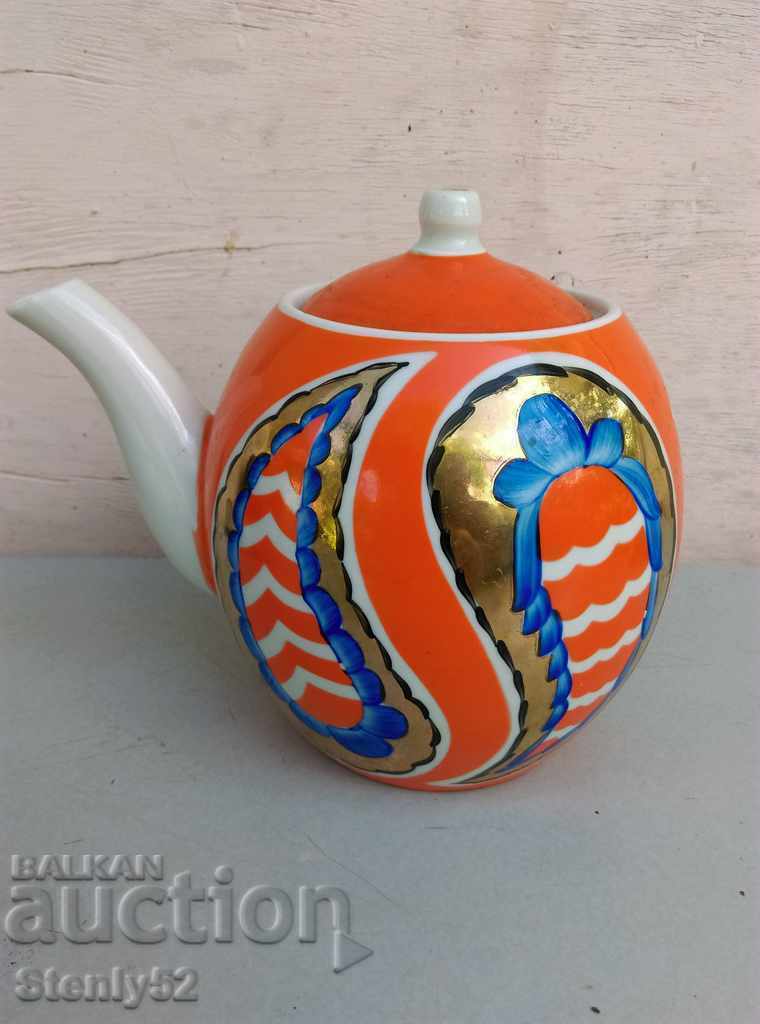 Russian porcelain teapot from the time of the USSR, without a handle.