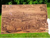 Copper painting, engraving Battle of Frankfurt.