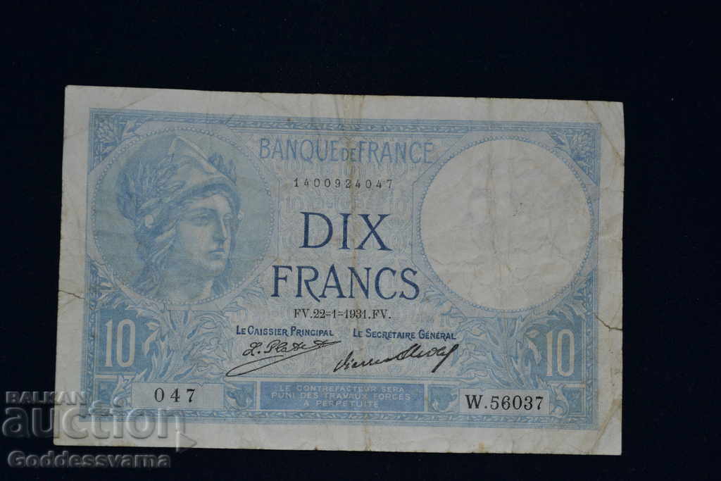 Franta 10 franci 1931 Pick 73d Ref 6037