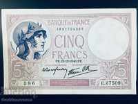 Franța 5 franci 1940 Pick 83 Unc Ref 386