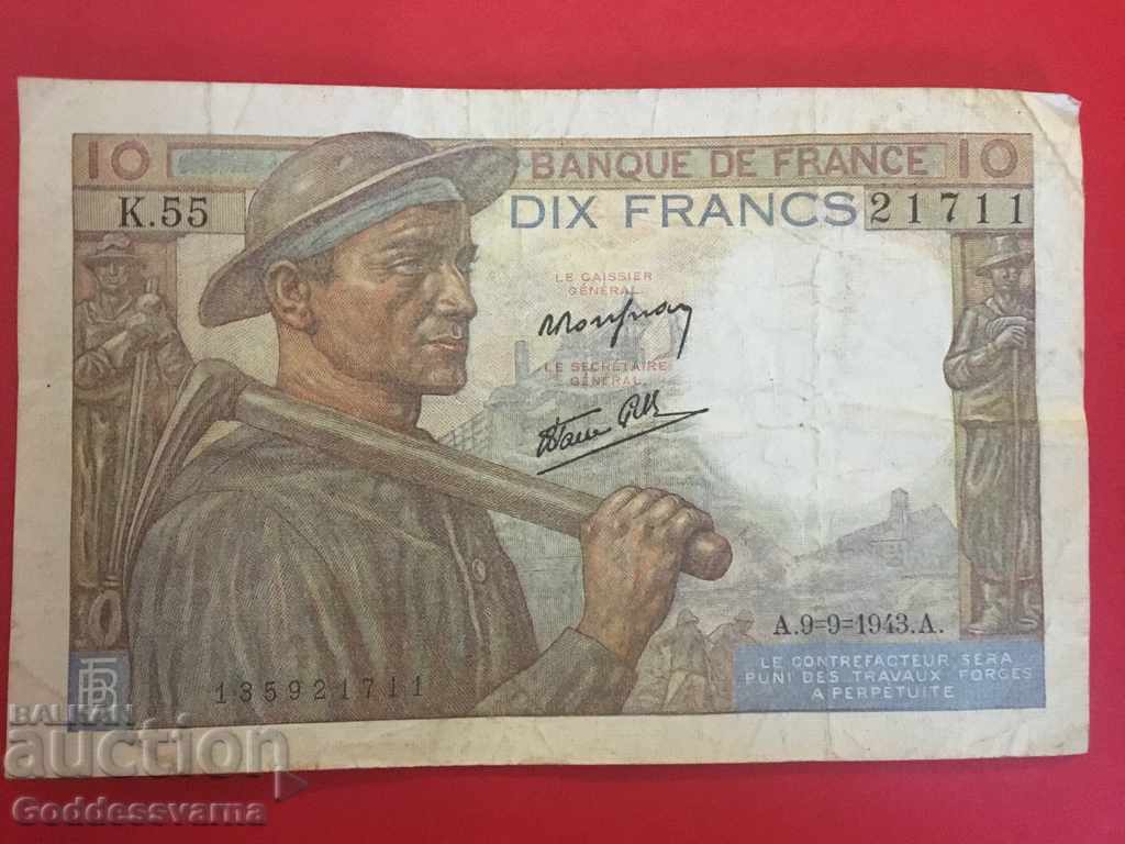 Γαλλικά 10 φράγκα 9.9.1943 Ref 1711