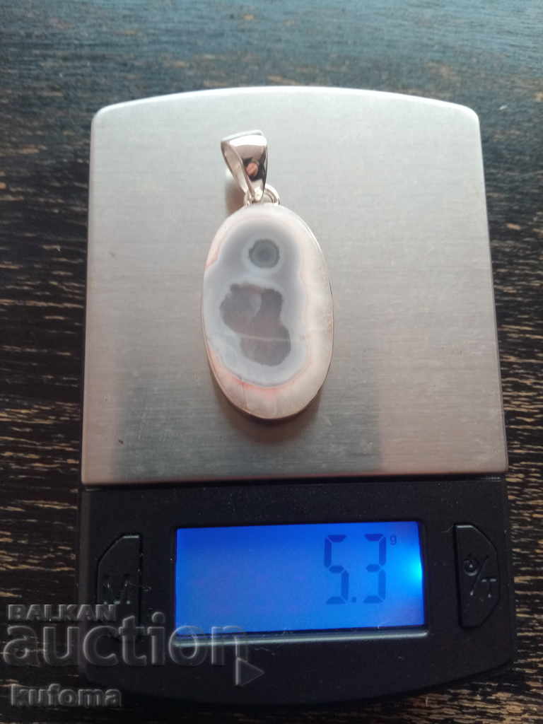 Silver pendant with natural stone