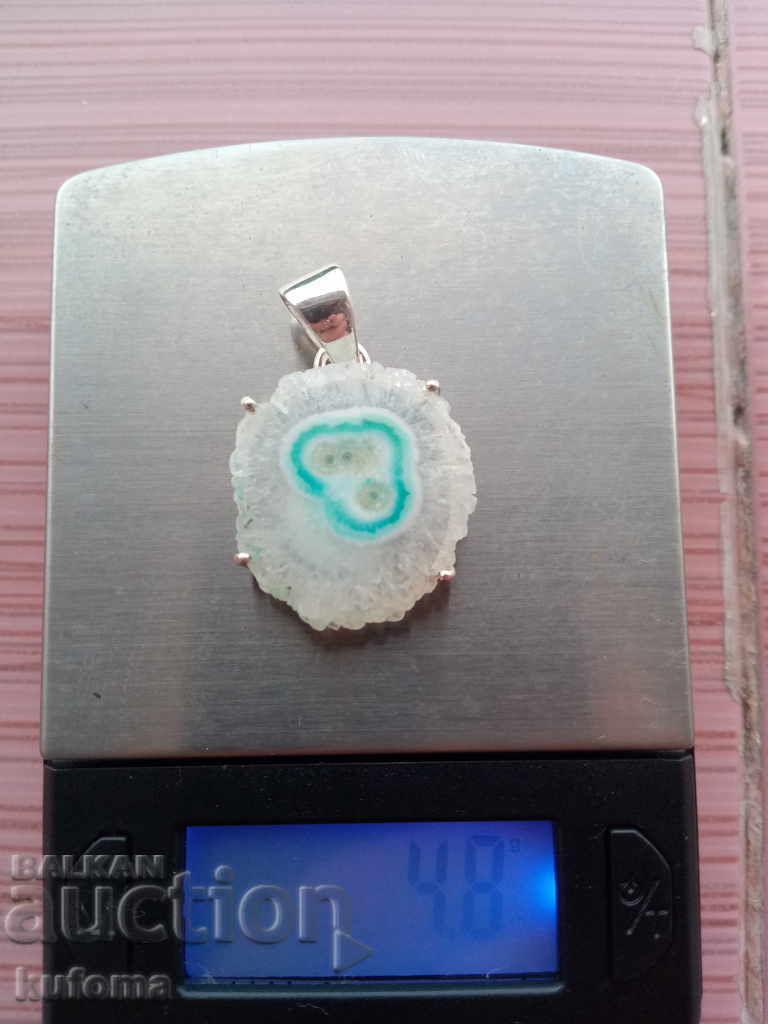 Silver pendant with blue agate with price 69.99 BGN | € 35.79