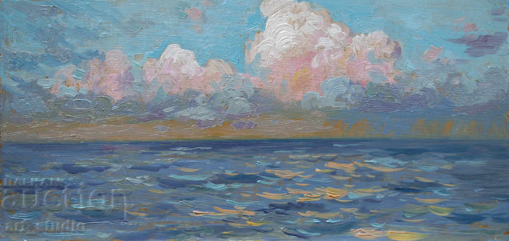 Evening over the sea - oil paints