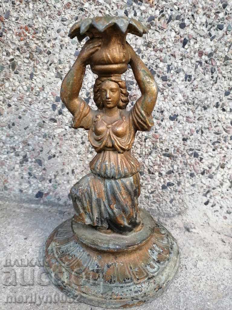 Bronze statuette candlestick sculpture figure