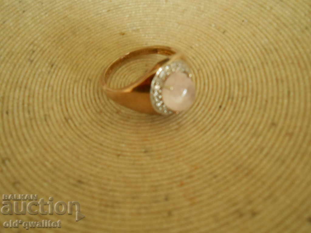 Auction Ring - silver, Morganite and white Topaz, Silver 925 Auction Ring - silver, Morganite and white Topaz, Silver 925