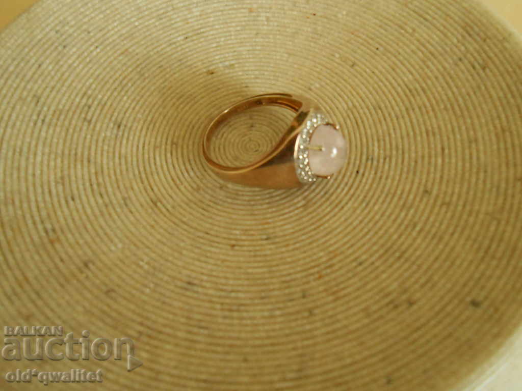 Ring - silver, Morganite and white Topaz, Silver 925 - 5 Ring - silver, Morganite and white Topaz, Silver 925 - 5