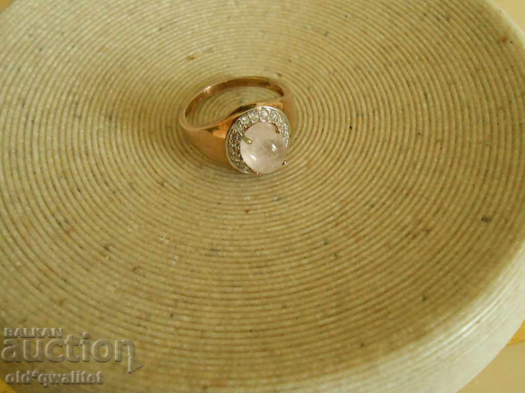 Ring - silver, Morganite and white Topaz, Silver 925 - 7 Ring - silver, Morganite and white Topaz, Silver 925 - 7