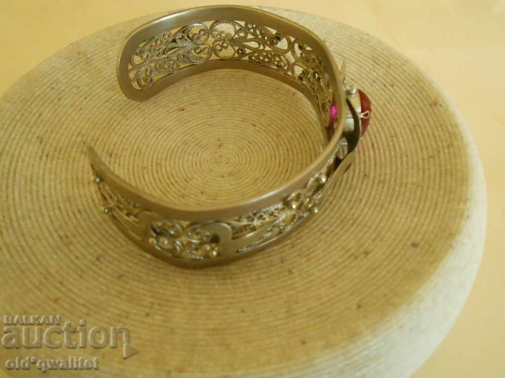 Delivery of Unusual, old bracelet, filigree with a red accent