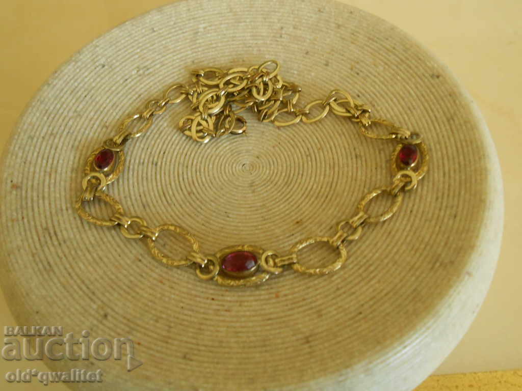 Unusual, old NECKLACE necklace, gilded, with a red accent with price 227.00 BGN | € 116.06
