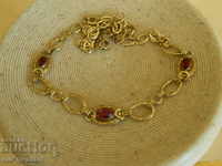 Unusual, old NECKLACE necklace, gilded, with a red accent