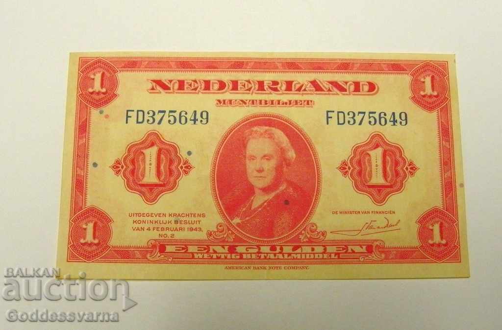 Netherlands 1 Gulden 1943 Pick 64 Ref 5649.
