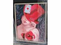 LADY CUPS master painting 57/63 signature canvas frame oil