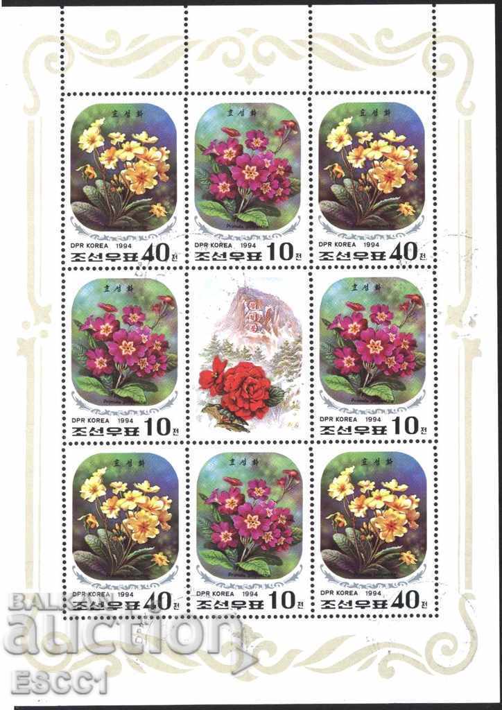 Stamped in small leaf Flora Flowers 1994 North Korea