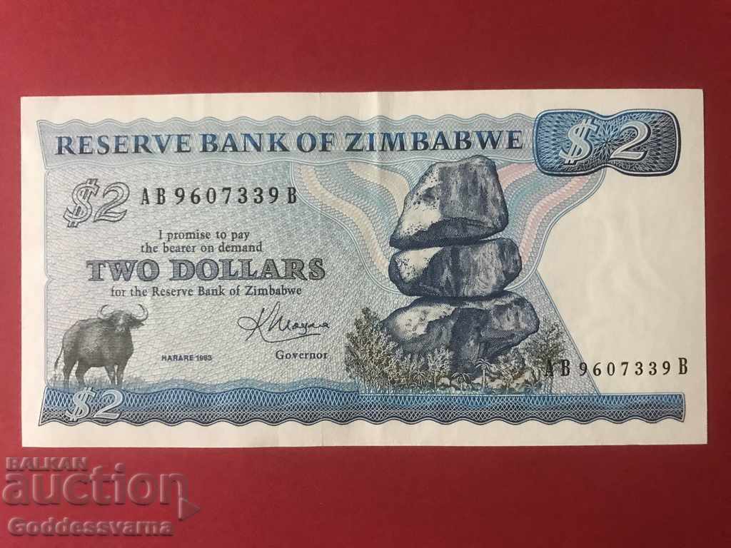 Zimbabwe 2 Dollars 1983 Pick 1b Ref 7339 Unc Zimbabwe 2 Dollars 1983 Pick 1b Ref 7339 Unc
