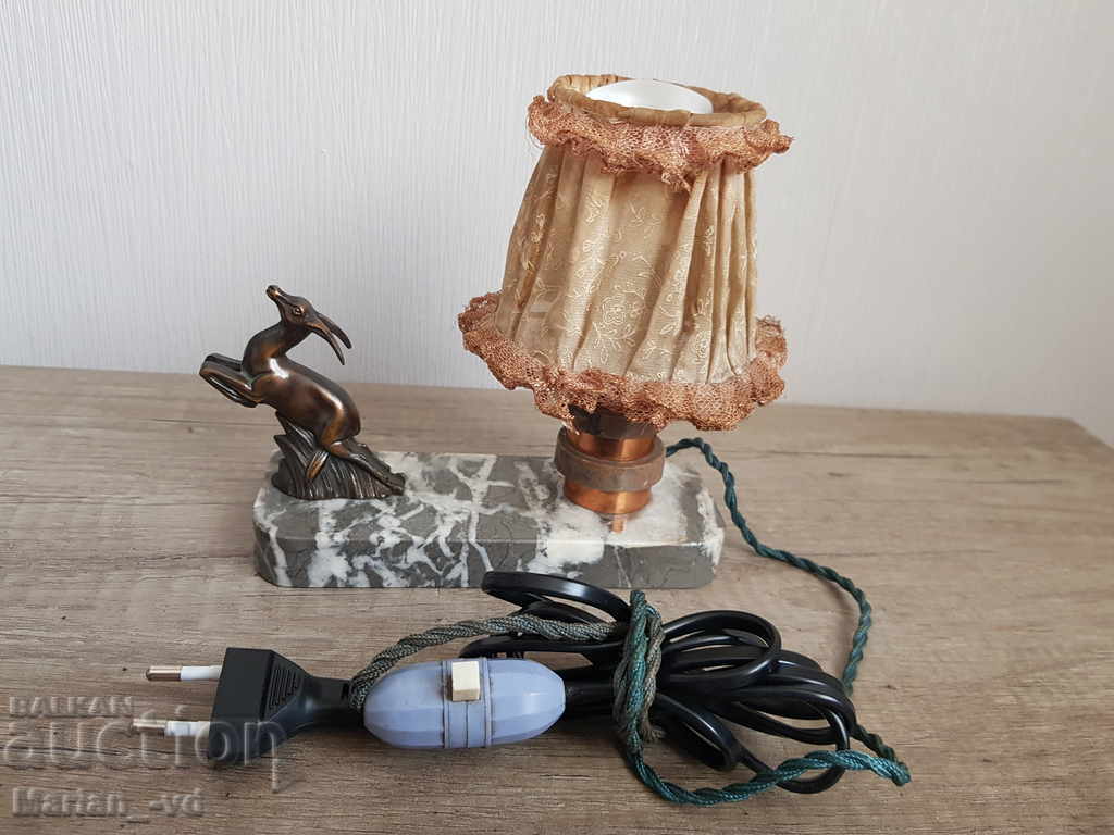 Old small marble and bronze night lamp