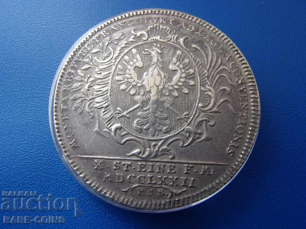 Frankfutter 1 Thaler MDCCLXXII - 24,39 g. 41 mm. Σπάνιο πρωτότυπο με τιμή € 135.49 | 265.00 BGN Frankfutter 1 Thaler MDCCLXXII - 24,39 g. 41 mm. Σπάνιο πρωτότυπο με τιμή € 135.49 | 265.00 BGN