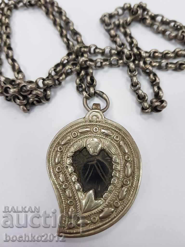 Rare silver Renaissance icon - medallion 19th century.