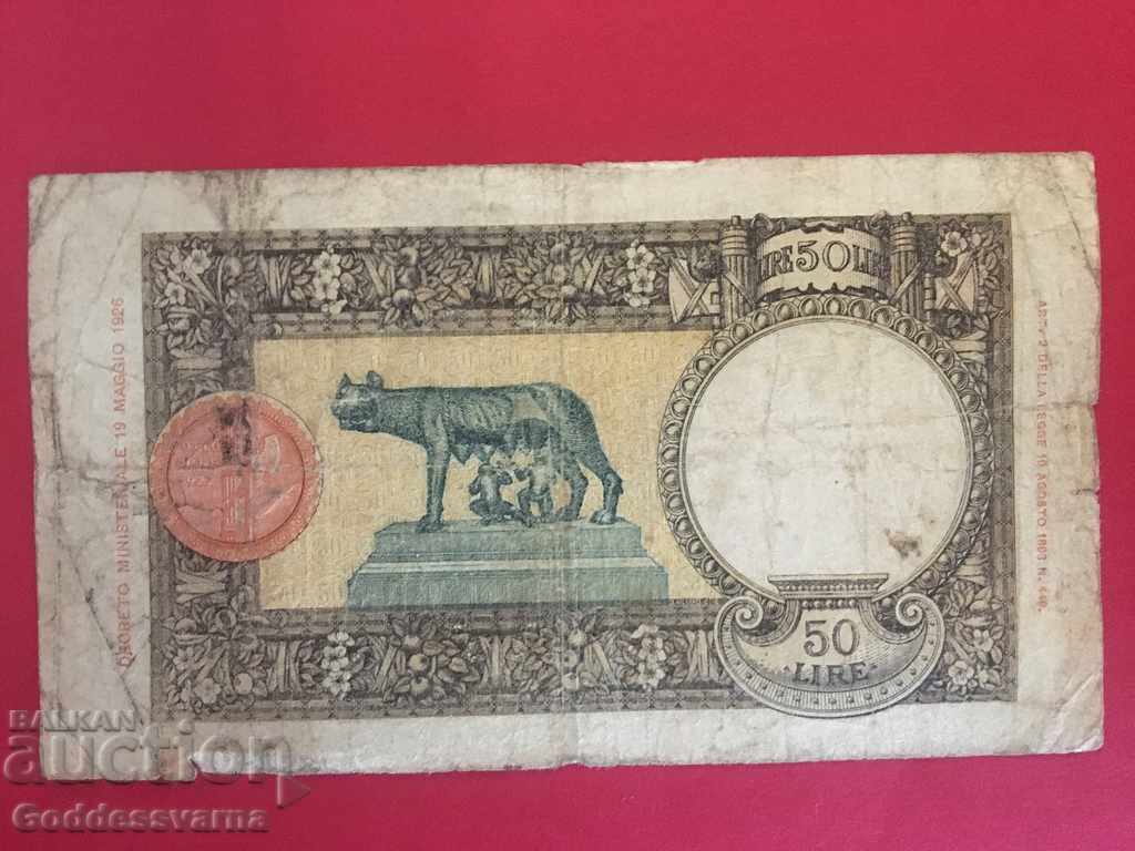 Italy 50 lire 1939 rare Pick 54 with price 36.00 BGN | € 18.41