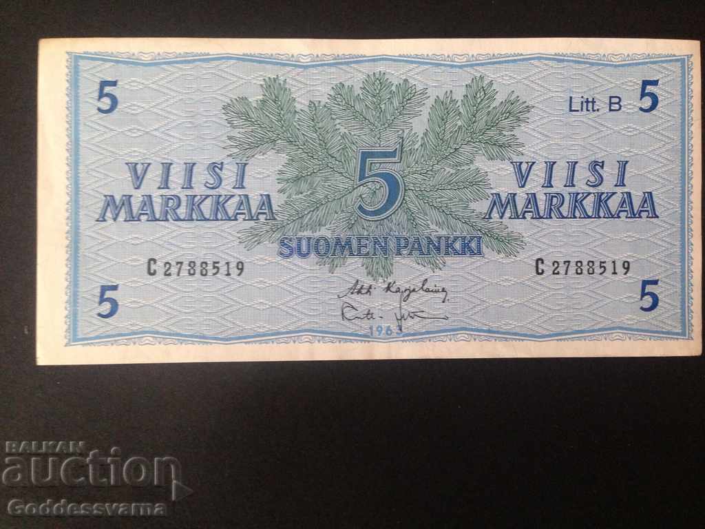Auction Finland 5 Markkaa 1963 Pick 99 Ref 8519 Unc Auction Finland 5 Markkaa 1963 Pick 99 Ref 8519 Unc