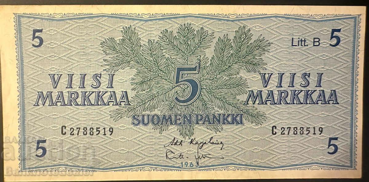 Finlanda 5 Markkaa 1963 Pick 99 Ref 8519 Unc