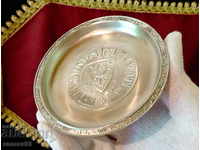 German bite plate, tin bowl, coat of arms.