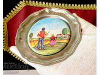 German bite plate with a picture of Haymaking.