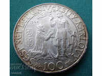 Чехословакия 100 Крони 1948 Сребро UNC Rare