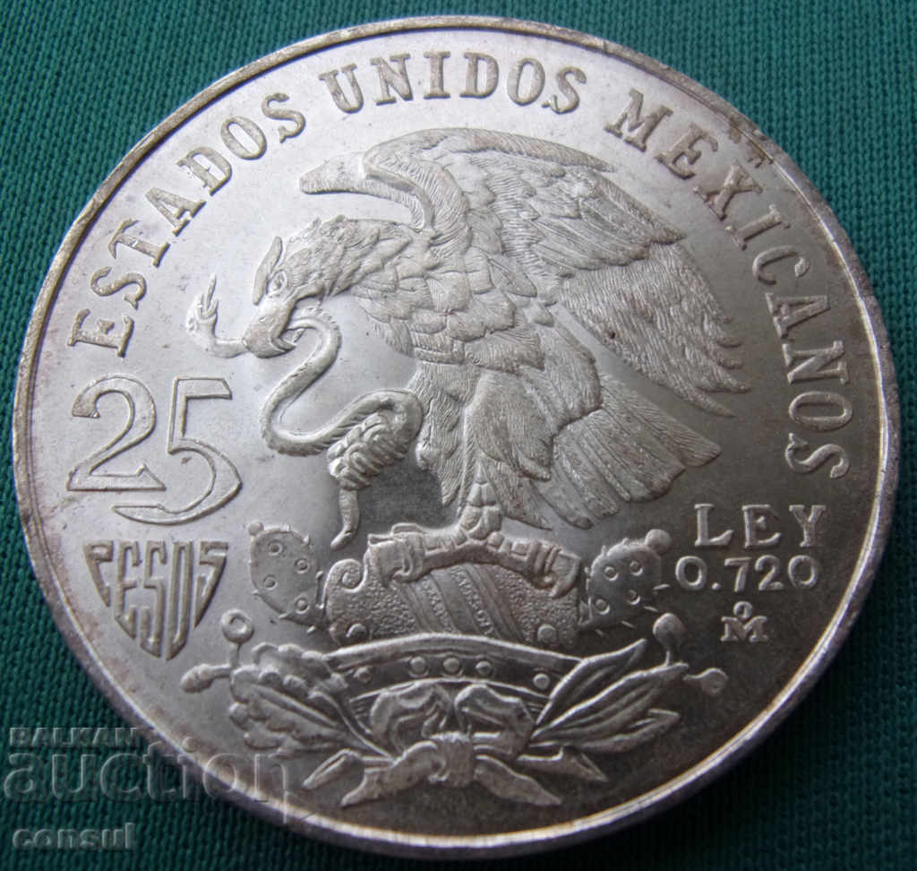Mexico 25 Peso 1968 Silver UNC Rare