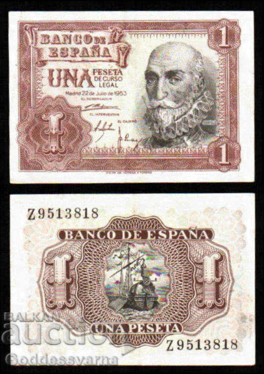 Ισπανία 1 Peseta 1953 Διαλέξτε 144 Unc Ref 3818