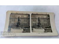 Stereo card Prague Denkmal Karl IV 1903