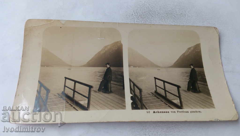 Стереокартичка Achensee von Pertisau gesehen 1903