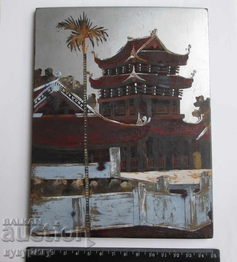 Auction Very old Chinese painting landscape painting on wood Auction Very old Chinese painting landscape painting on wood