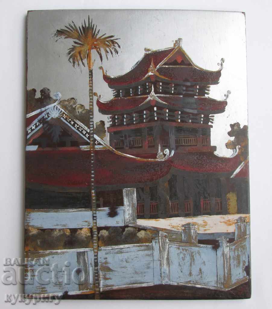 Very old Chinese painting landscape painting on wood